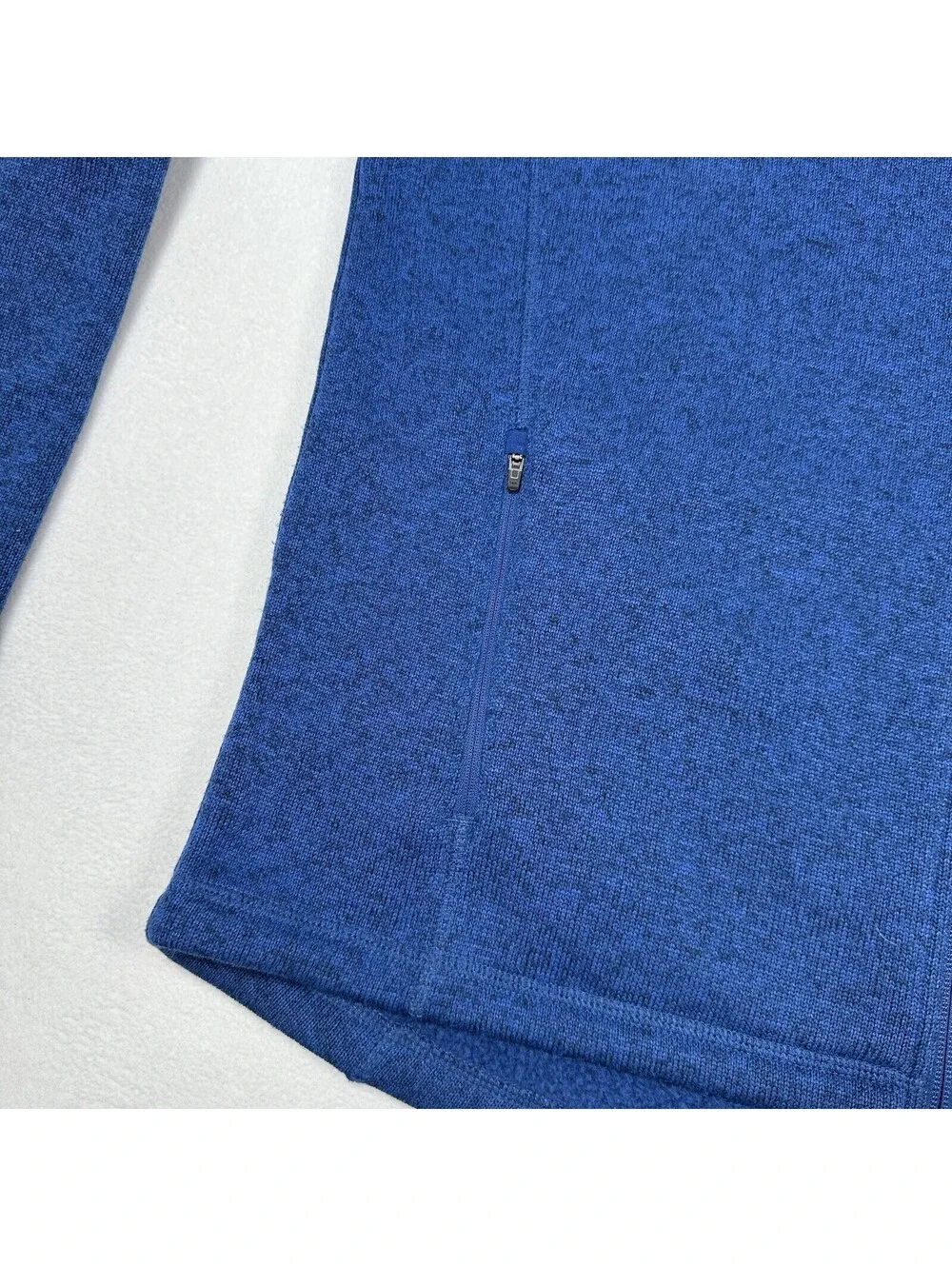 LL Bean Fleece Sweater Blue Full Zip Long Sleeve Slightly Fitted Mens Size LT